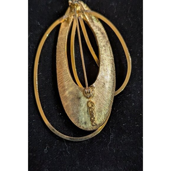 Vintage Emmons Brooch Gold tone Modernist Pin Abstract Mid-Century 2.75" - Picture 3 of 7